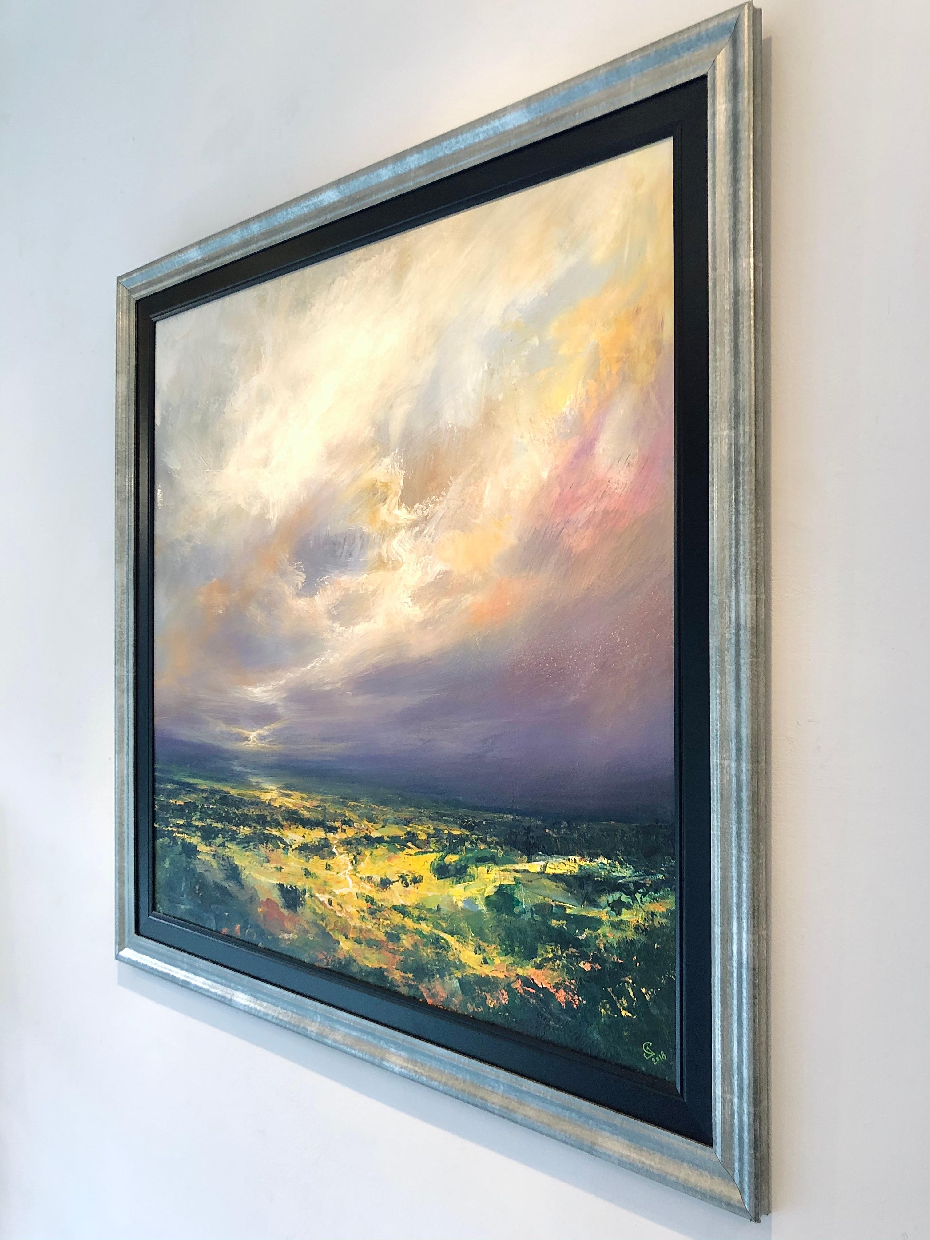 Deep Purple-Original modern abstract landscape oil painting-contemporary Art - Abstract Expressionist Painting by Ivan Grozdanovski