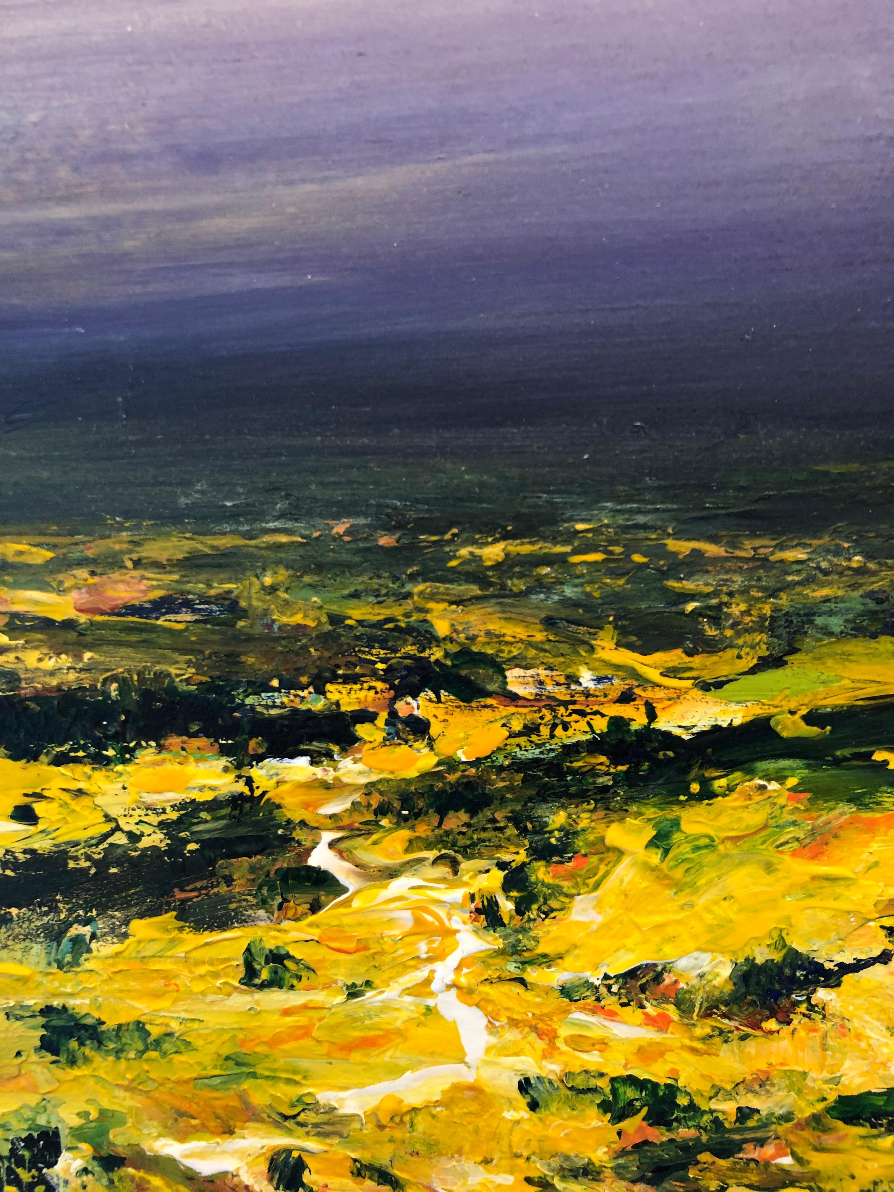 Deep Purple-Original modern abstract landscape oil painting-contemporary Art - Gray Landscape Painting by Ivan Grozdanovski