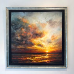 Seize the Moment - Original Oil on Canvas Abstract Sunset Seascape Painting
