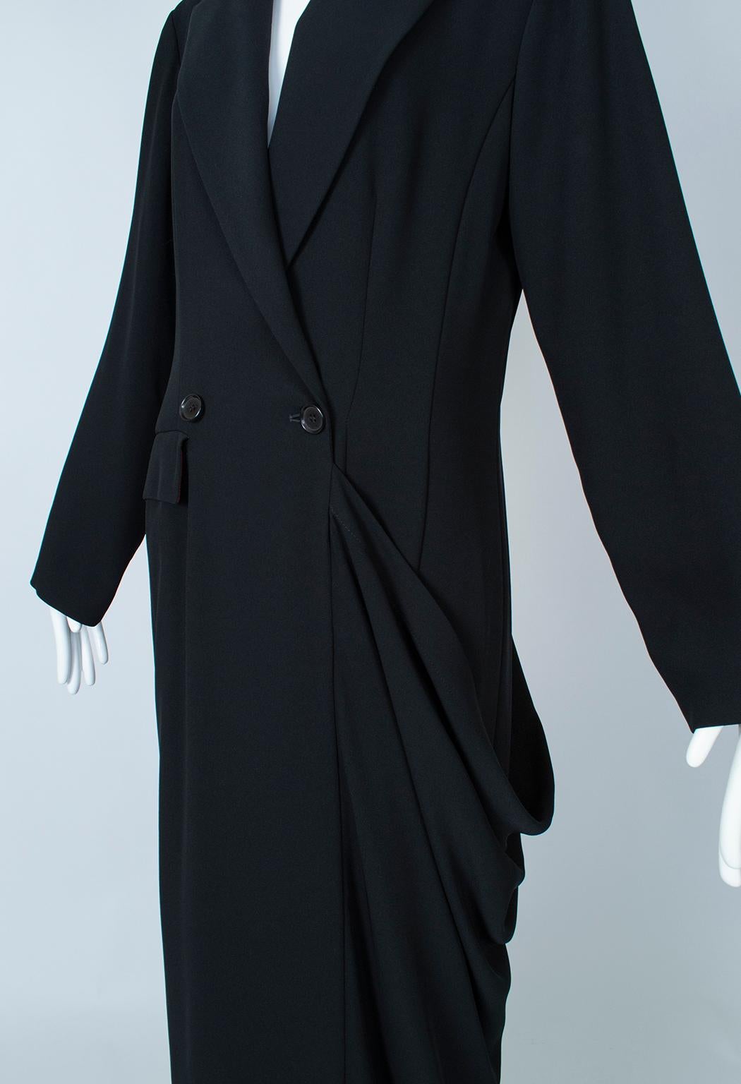 Ivan Grundahl Black Avant Garde Wrapping Draped Trench Coat – Eu 40 (Med), 1990s For Sale 6