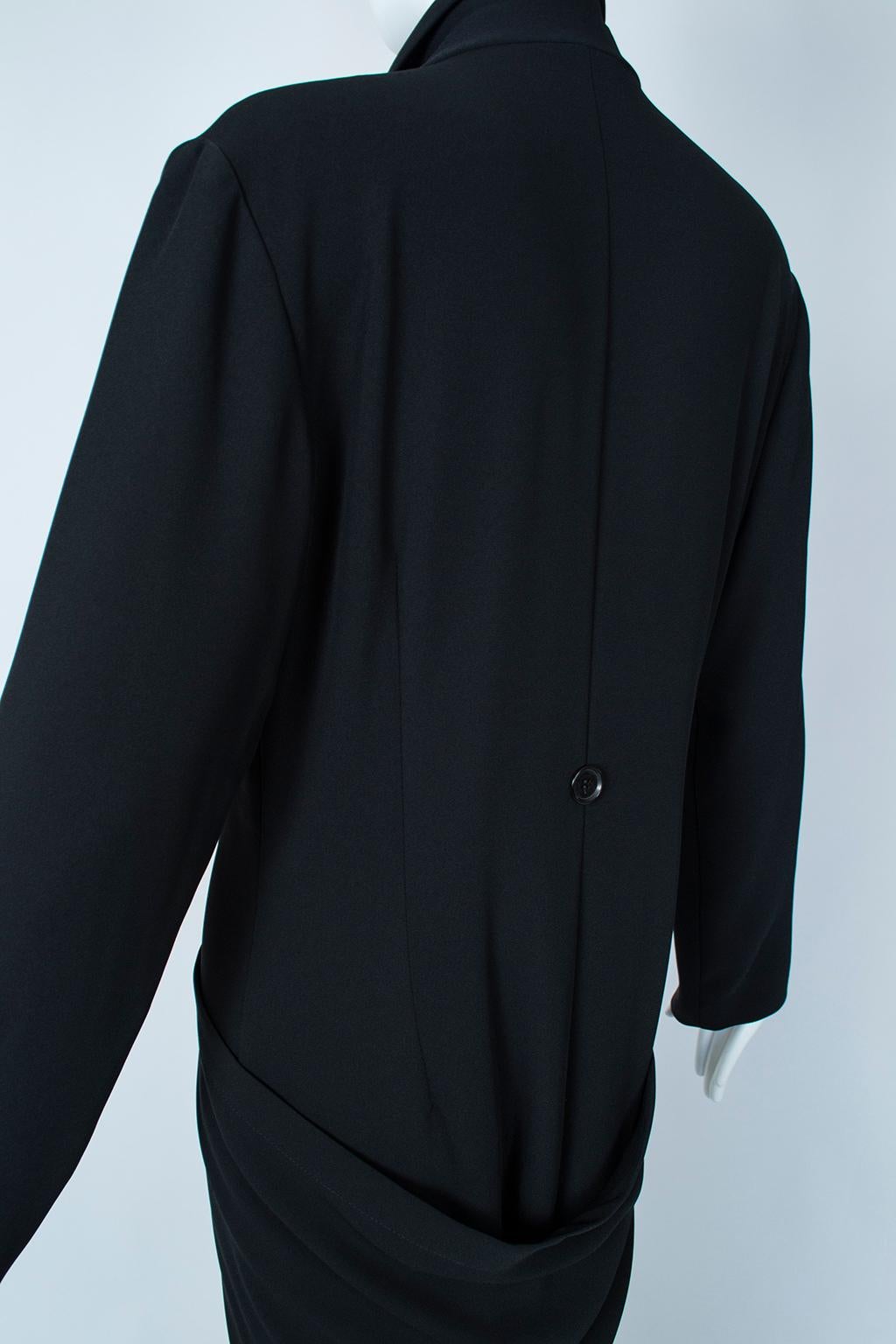 Ivan Grundahl Black Avant Garde Wrapping Draped Trench Coat – Eu 40 (Med), 1990s For Sale 2