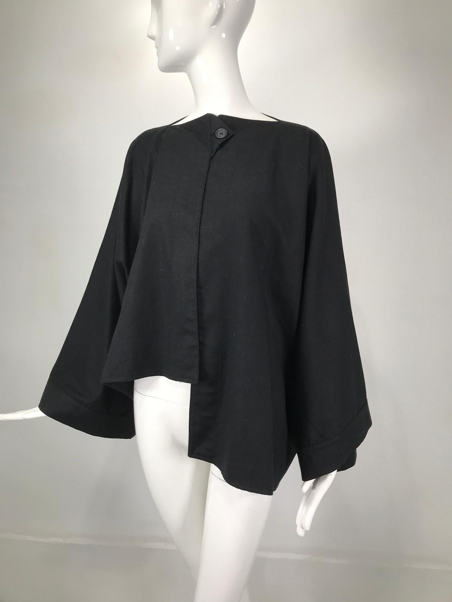 Ivan Grundahl Black Wool Kimono Sleeve Asymmetrical Hem Jacket For Sale 4