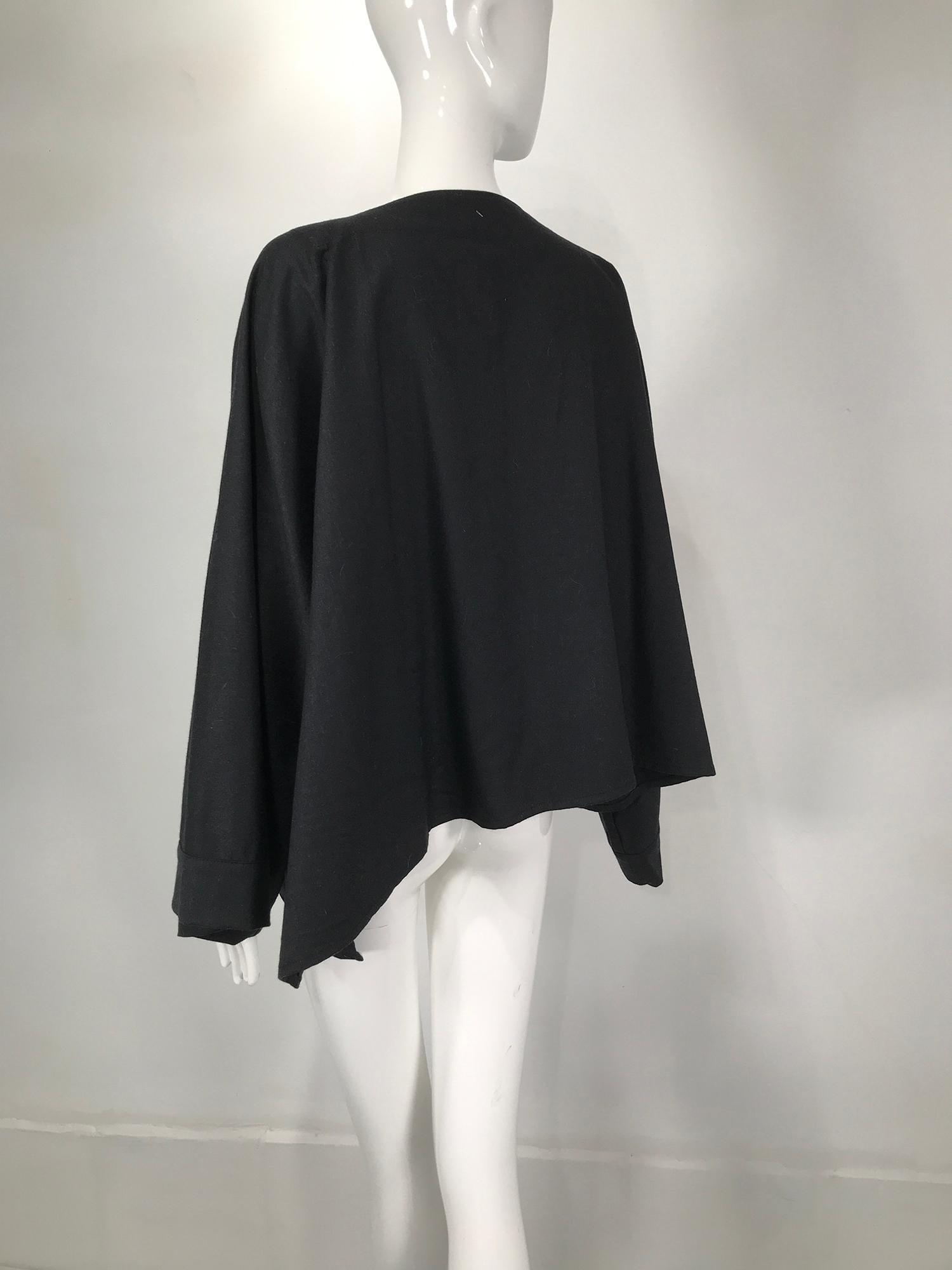 Women's or Men's Ivan Grundahl Black Wool Kimono Sleeve Asymmetrical Hem Jacket For Sale