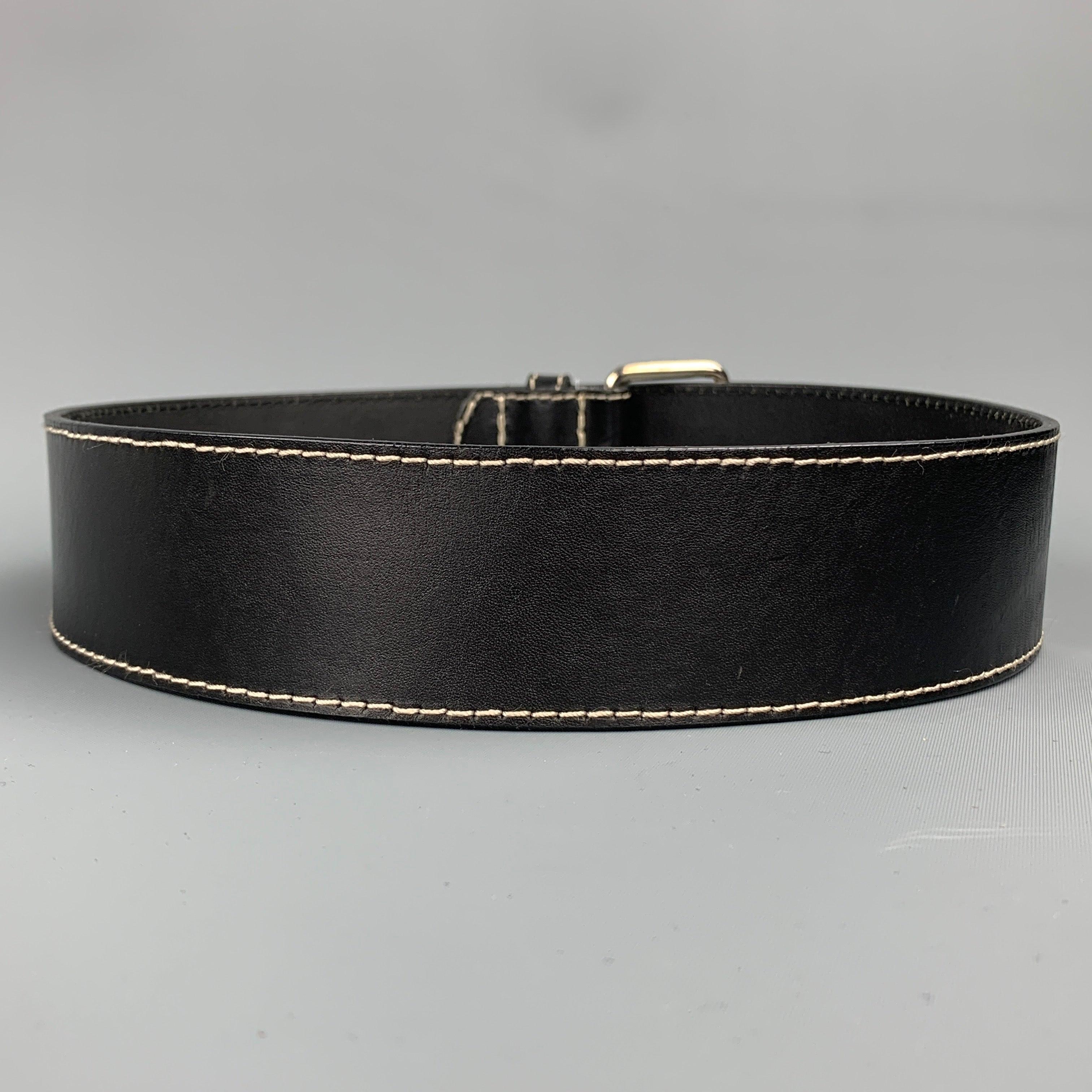IVAN GRUNDAHL Waist Size 31 Black Leather Belt In Good Condition For Sale In San Francisco, CA