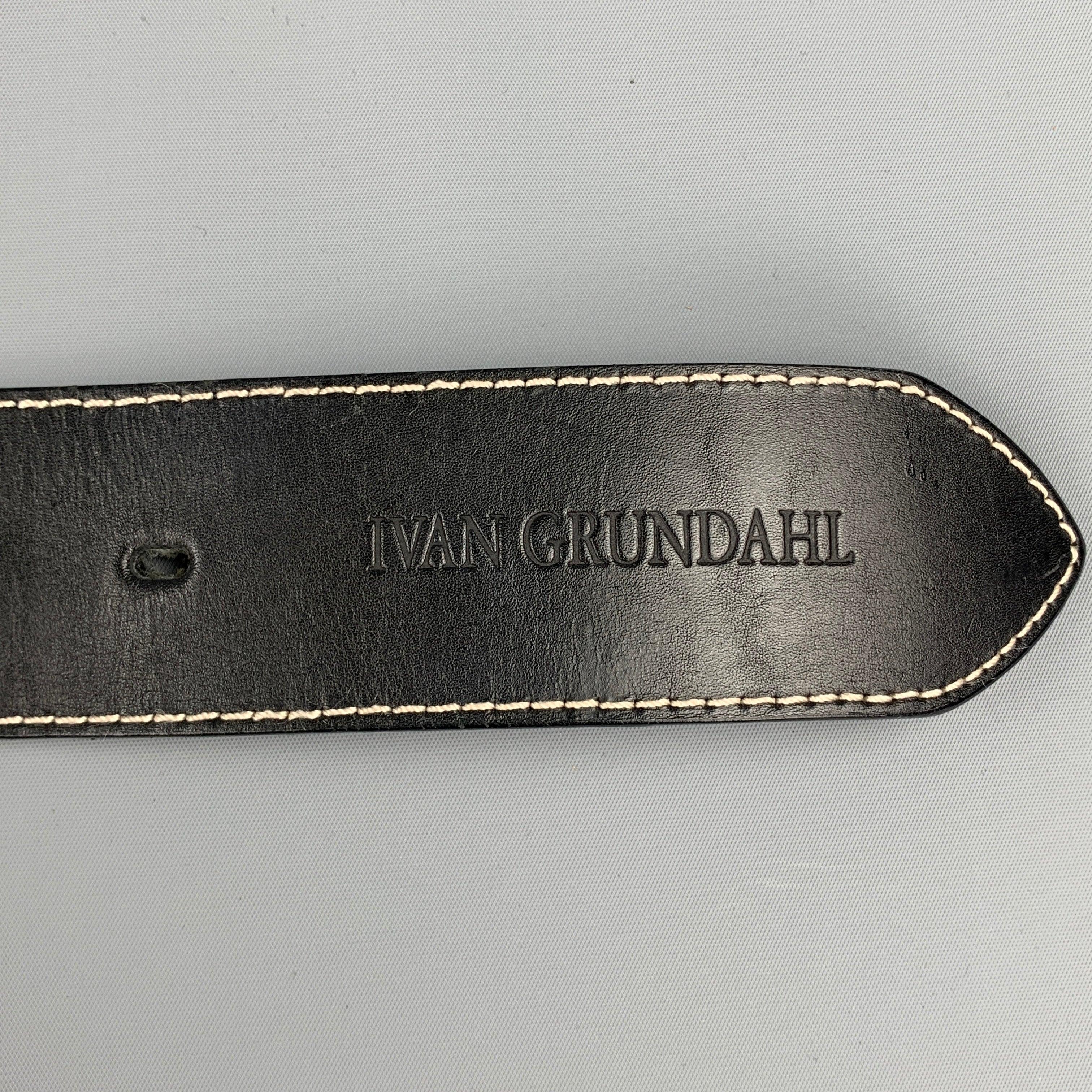 IVAN GRUNDAHL Waist Size 31 Black Leather Belt For Sale 1