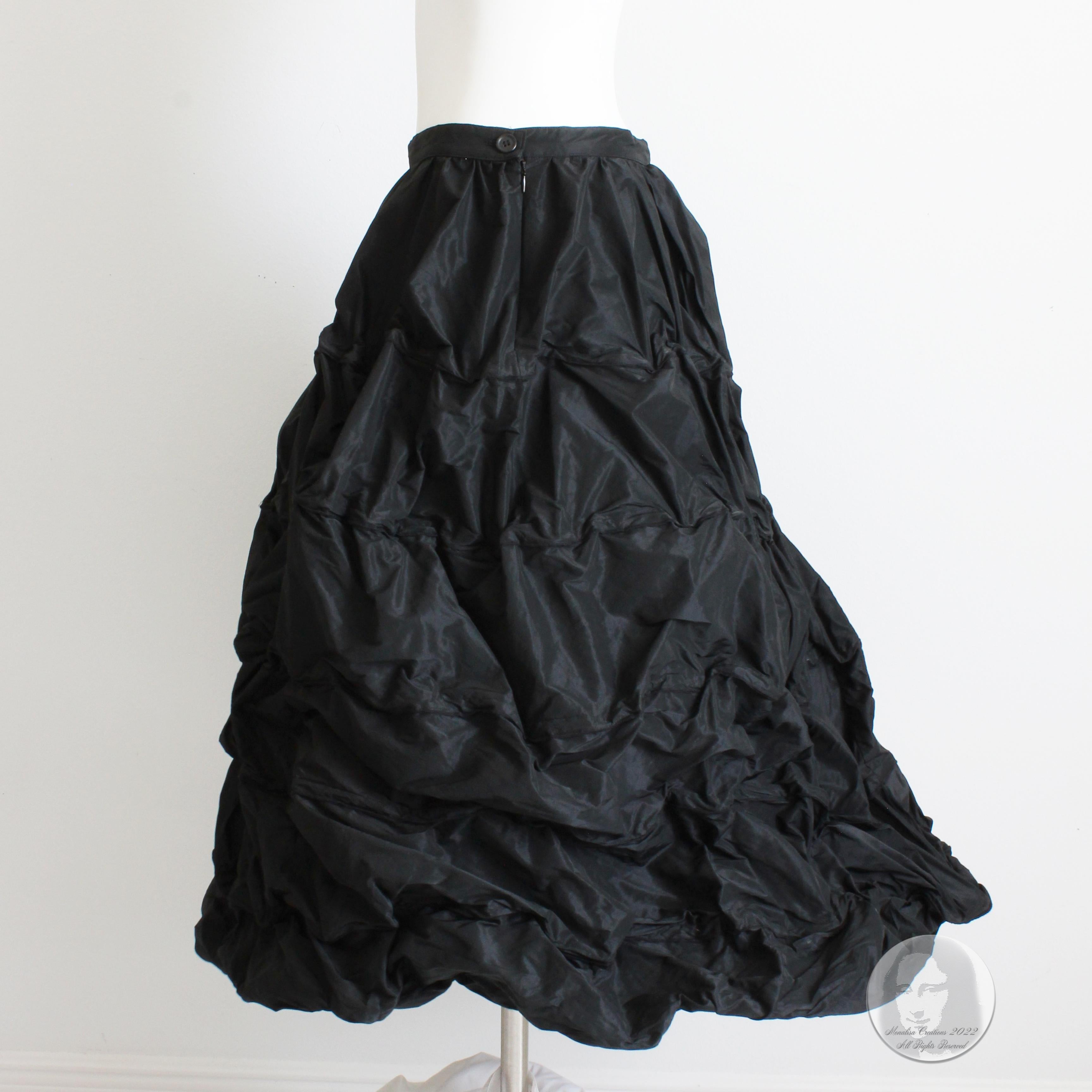 Women's Ivan Grundahl Skirt Wire Frame Black Microfiber Modernist Sculptural Sz 40