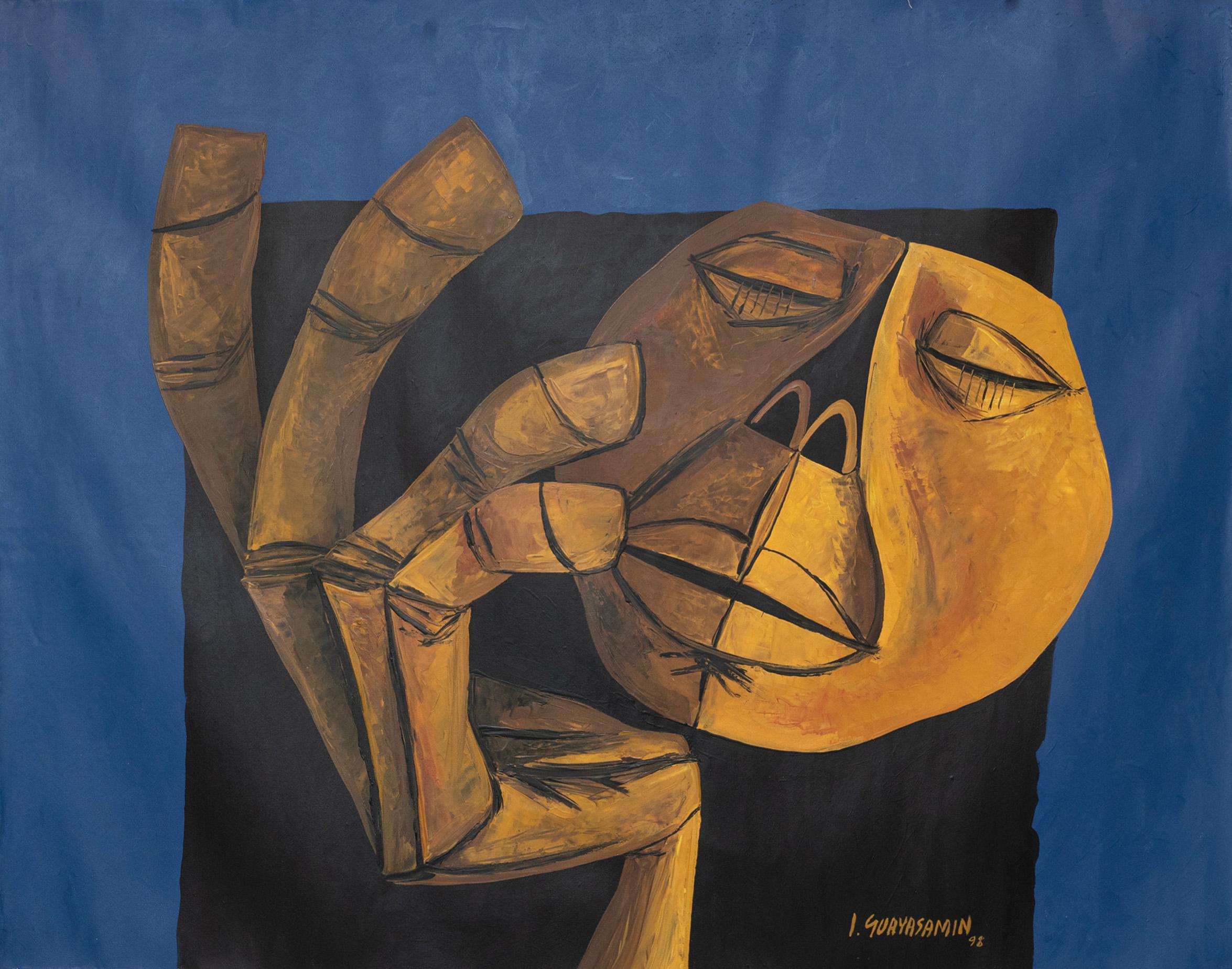  Iván Guayasamín, colombiano -  Meditacion Kowa, Año: 1998, Técnica: Acrílico sobre lienzo sin estirar, firmado, Tamaño: 143,51 x 175,26 cm (56,5 x 69 pulg.)