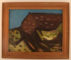 Ivan Jordell Schweden, Öl auf Karton, Modernistische Landschaft, Mitte des 20. Jahrhunderts
