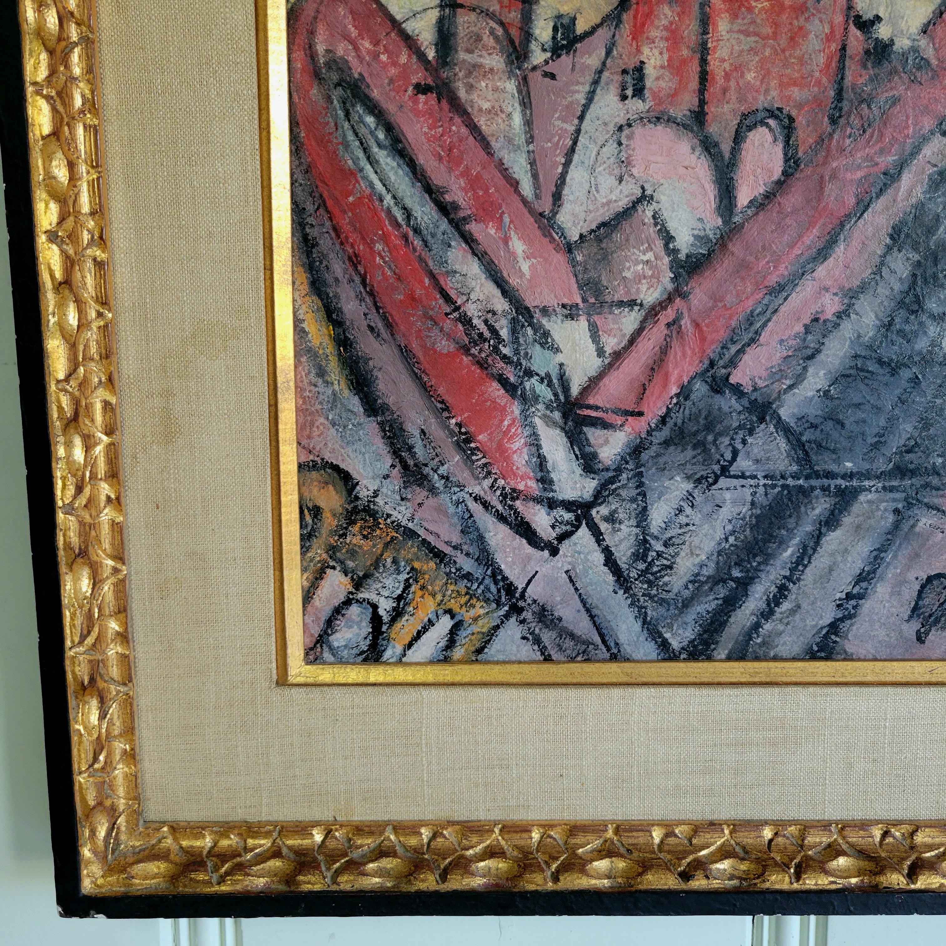 Peinture à l'huile abstraite brutaliste d'Ivan Kurach, vers 1941 Bon état - En vente à Springfield, OR