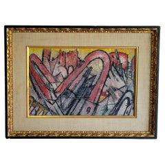 Used Ivan Kurach Brutalist Abstract Oil Painting ca. 1941