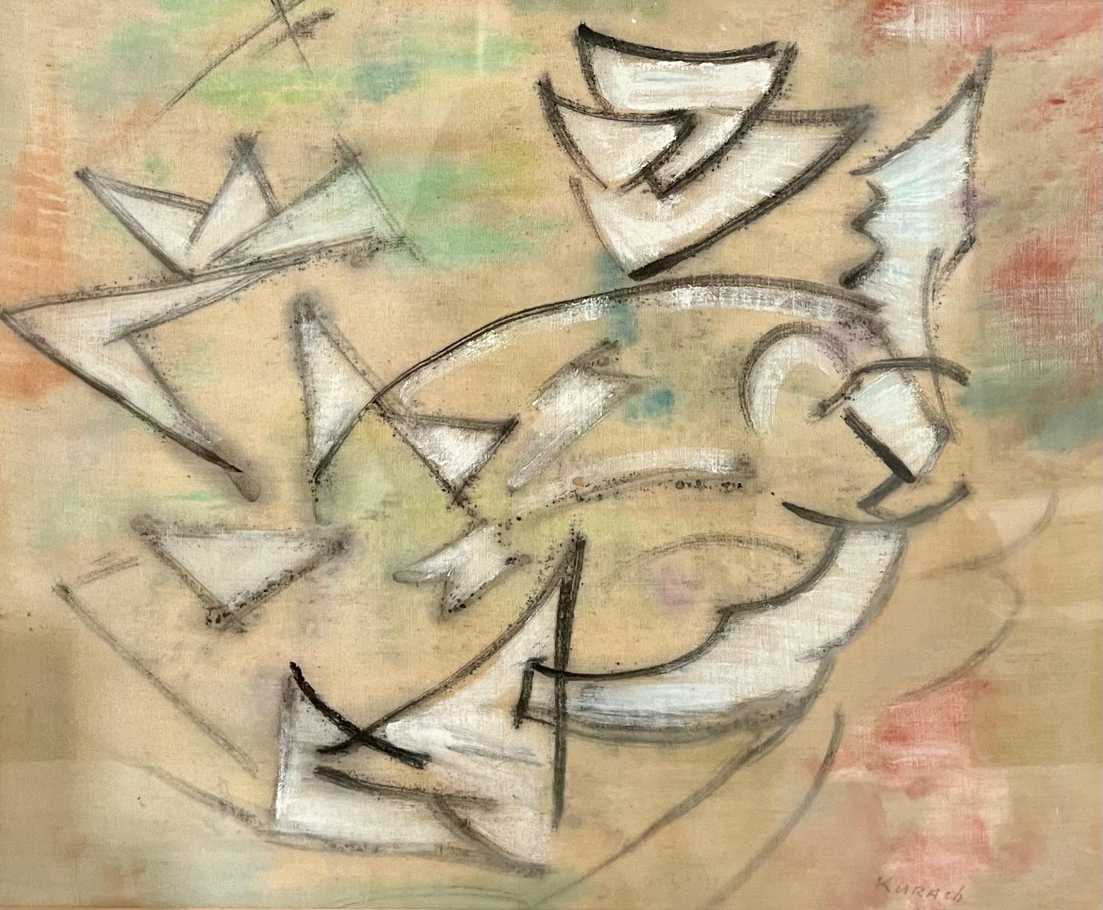Pittura futurista astratta espressionista ucraina a tecnica mista Ivan Kurach in vendita 2