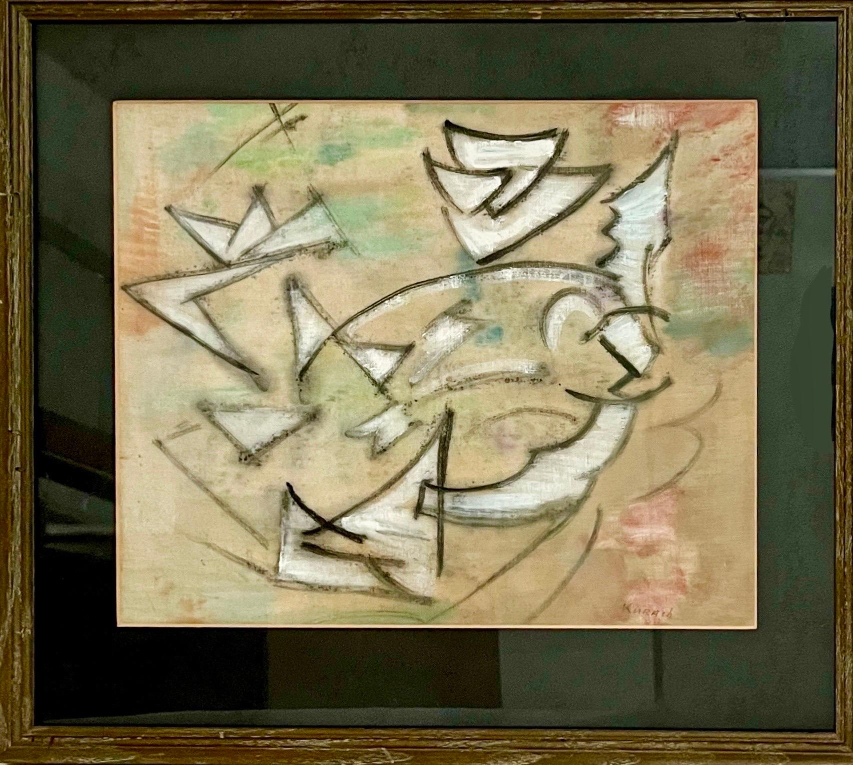 Pittura futurista astratta espressionista ucraina a tecnica mista Ivan Kurach in vendita 5