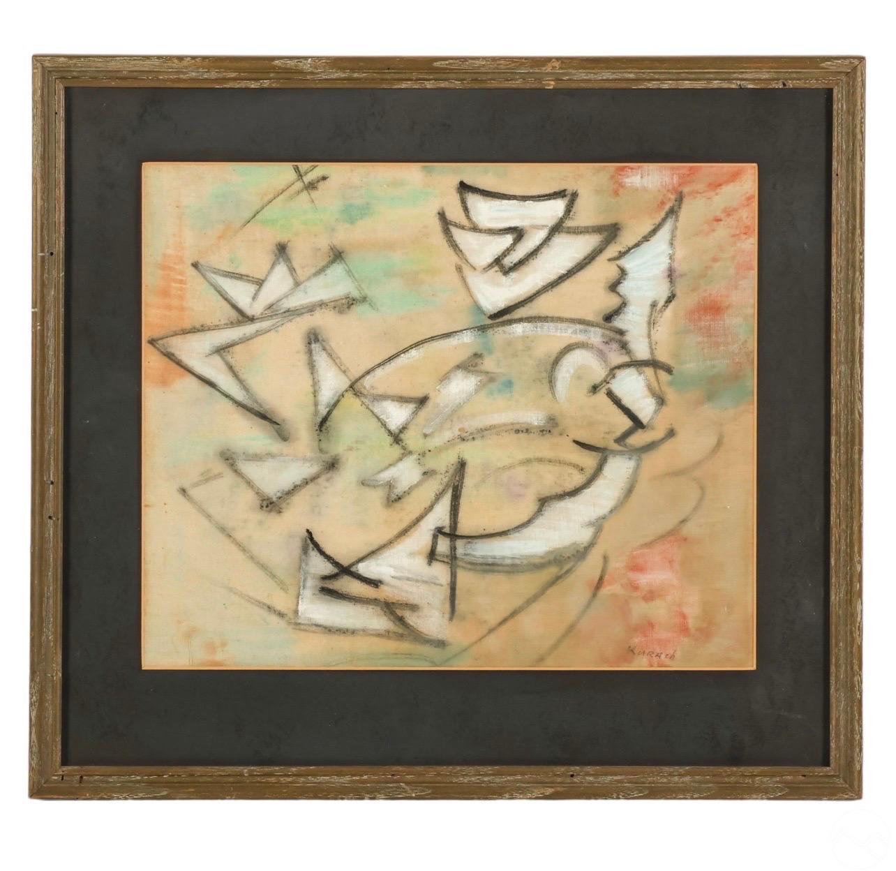 Ivan Kurach (ucraino, 1909-1968) 
Genere: Espressionista
Oggetto: Forme geometriche
Mezzo di comunicazione: Tecnica mista
Superficie: Tela
Firmato in basso a destra
Cornice: 17" X 19" Immagine: 11.5" X 14"

Un dipinto originale a tecnica mista su