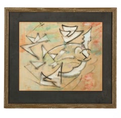 Peinture futuriste expressionniste ukrainienne abstraite technique mixte Ivan Kurach