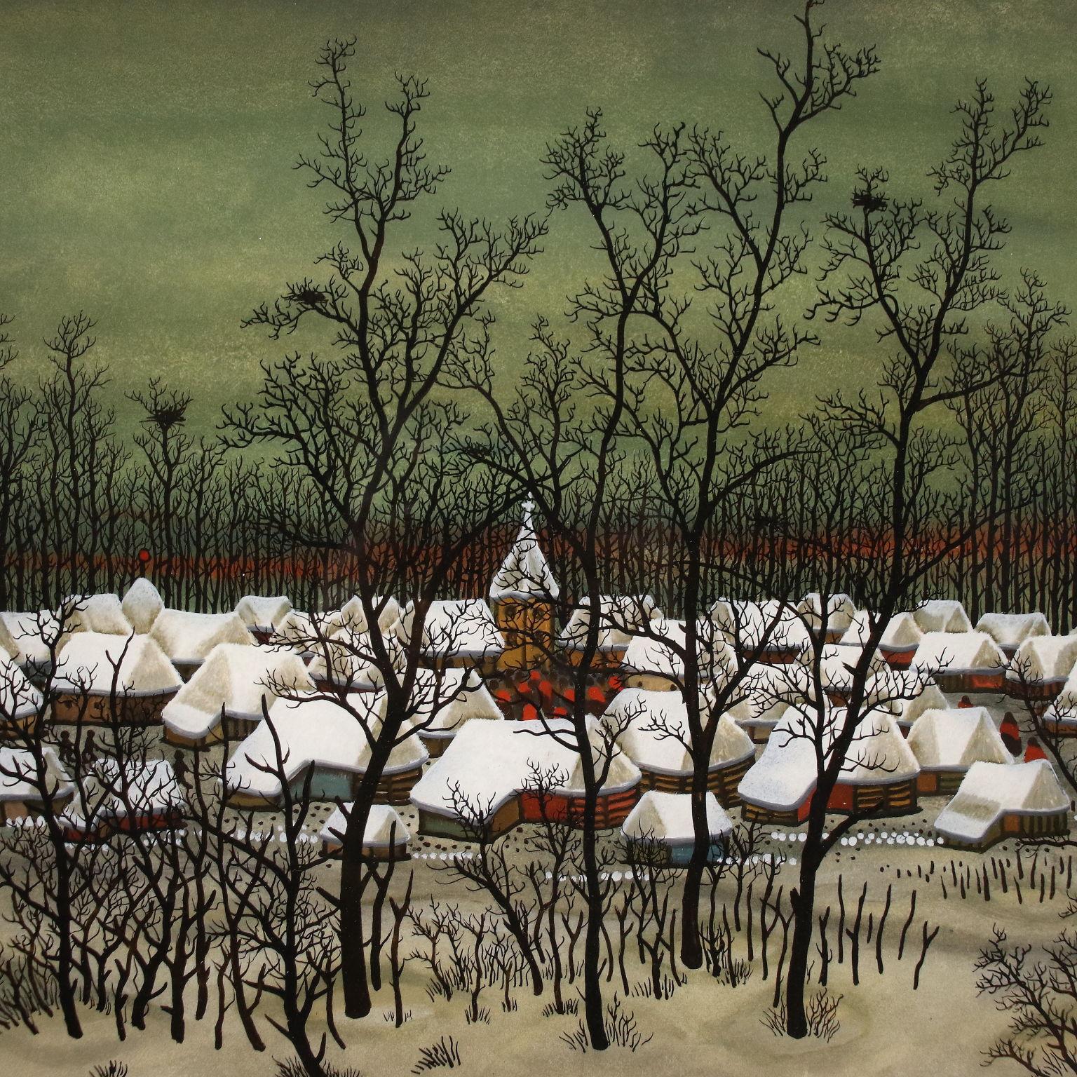 Ivan Lacković Croata, Winter glimpse of the Village, 1967,