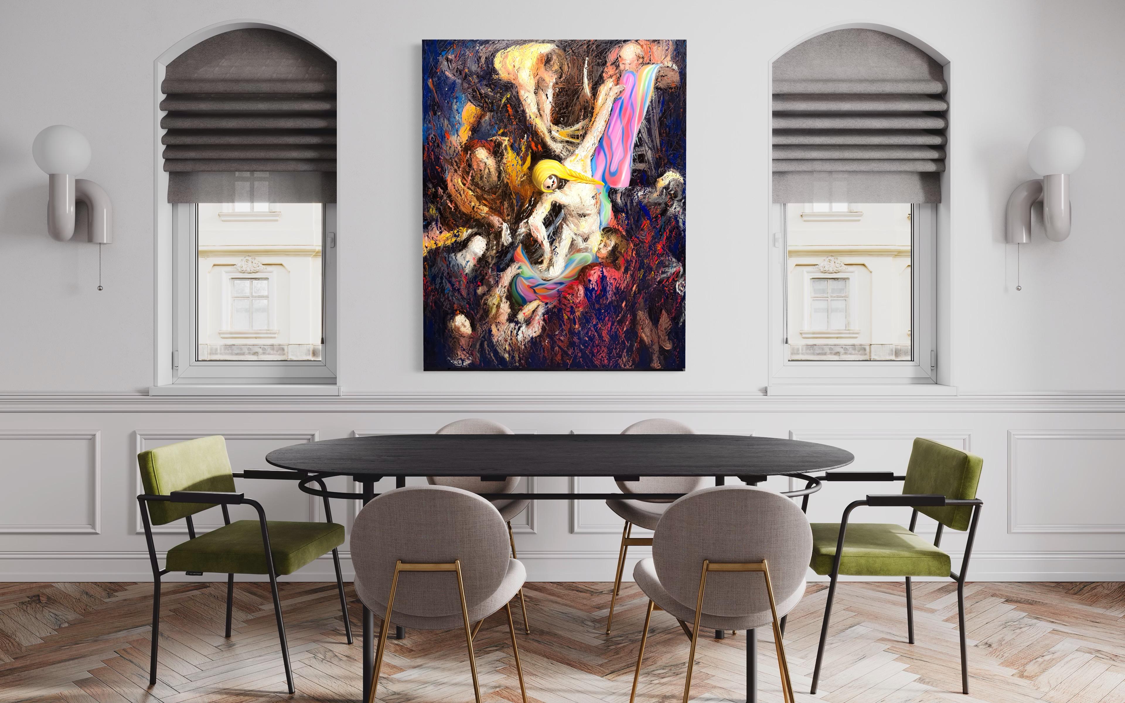 Demonios del ego vs Ser espiritual - Abstract Painting Negro de Ivan Madrigal