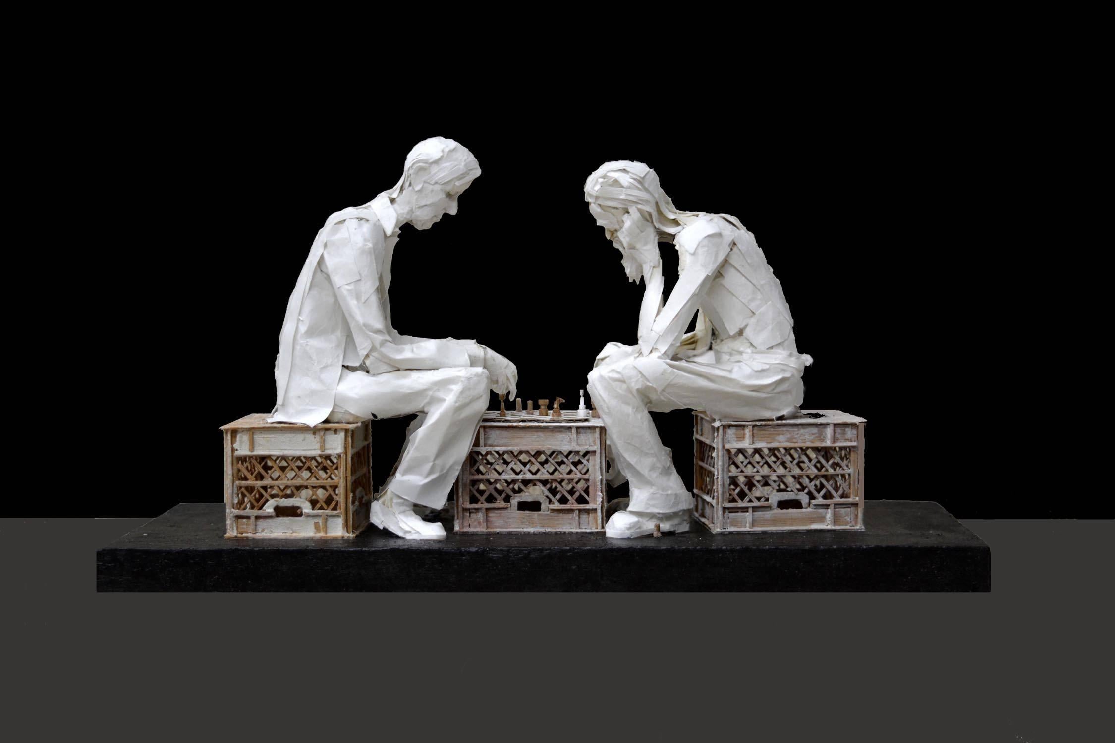 Ivan Markovic Figurative Sculpture - The Chess Players