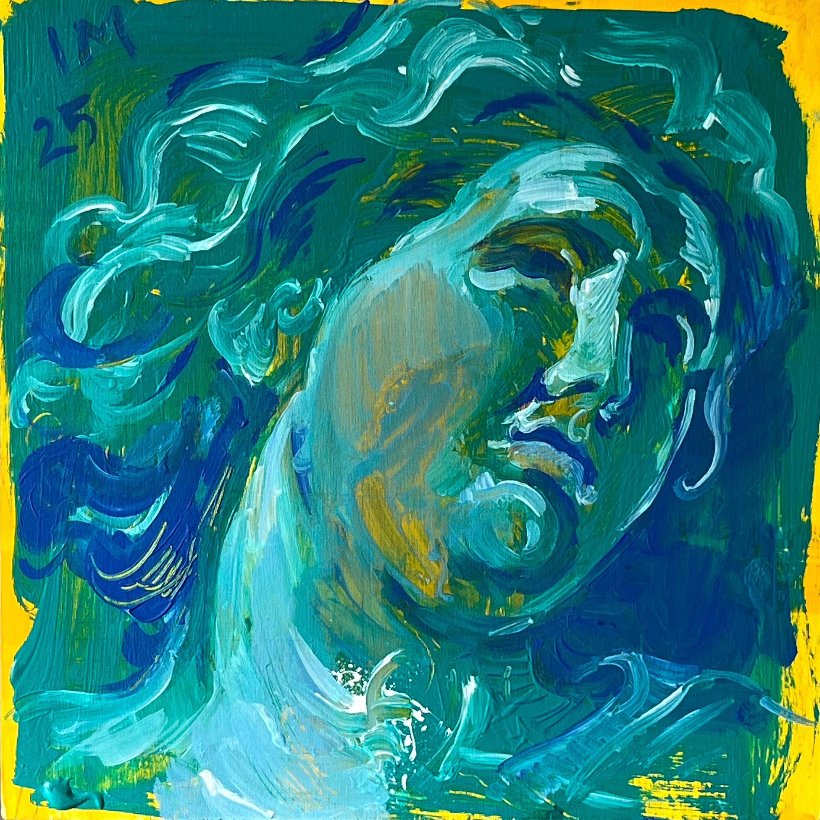 Angel Face I - Colorful Painting of Bernini's Angel Sculptures in Rome