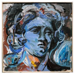Angel Face IV - Painting Inspired by Bernini's Angel Sculptures in Rome