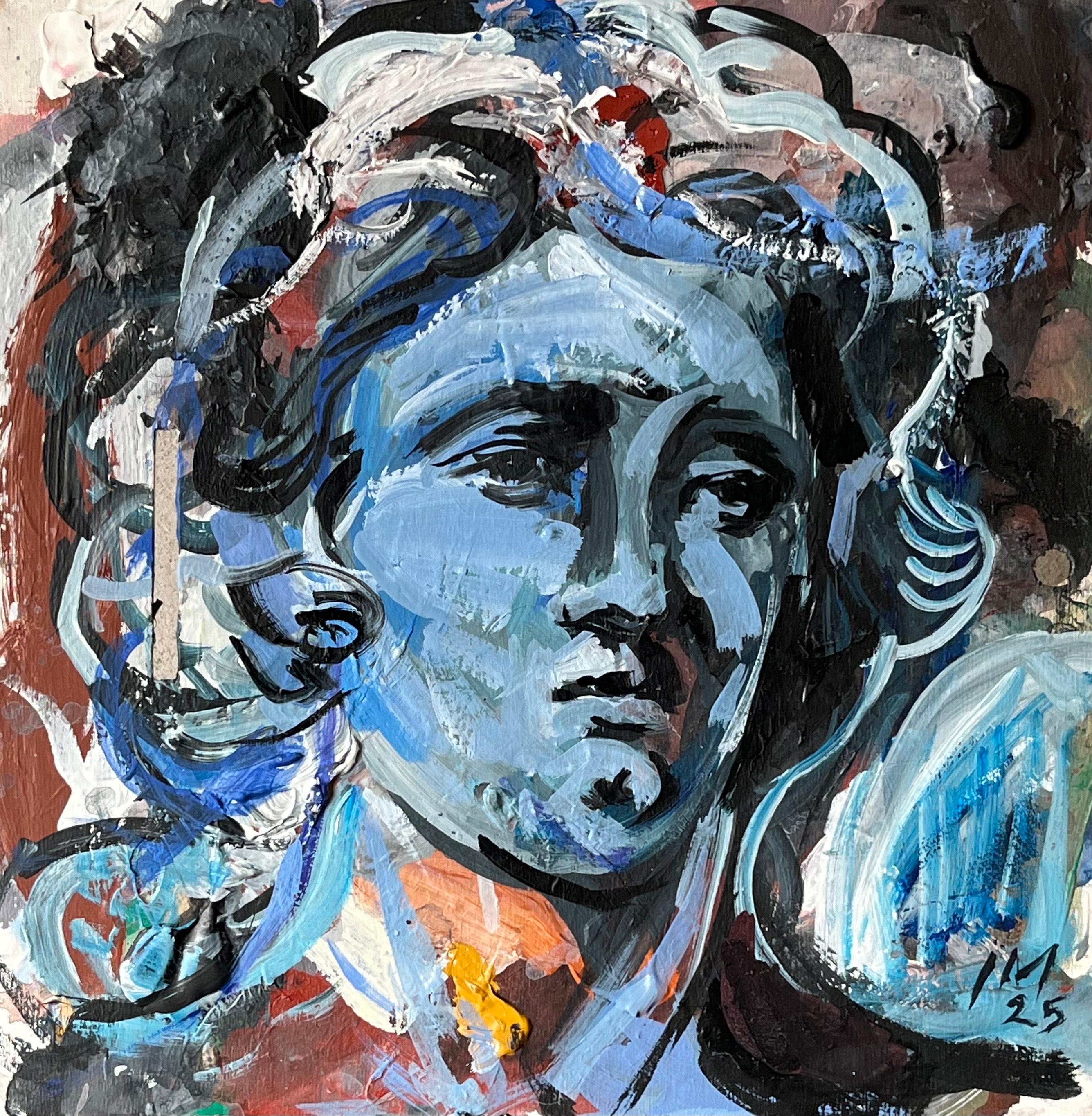 Ivan Markovic Figurative Painting – Engelsgesicht IV - Gemälde, inspiriert von Berninis Engelsskulpturen in Rom