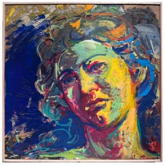 Angel Face IX - Colorful Painting of Bernini's Angel Sculptures in Rome