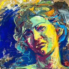 Angel Face IX - Colorful Painting of Bernini's Angel Sculptures in Rome