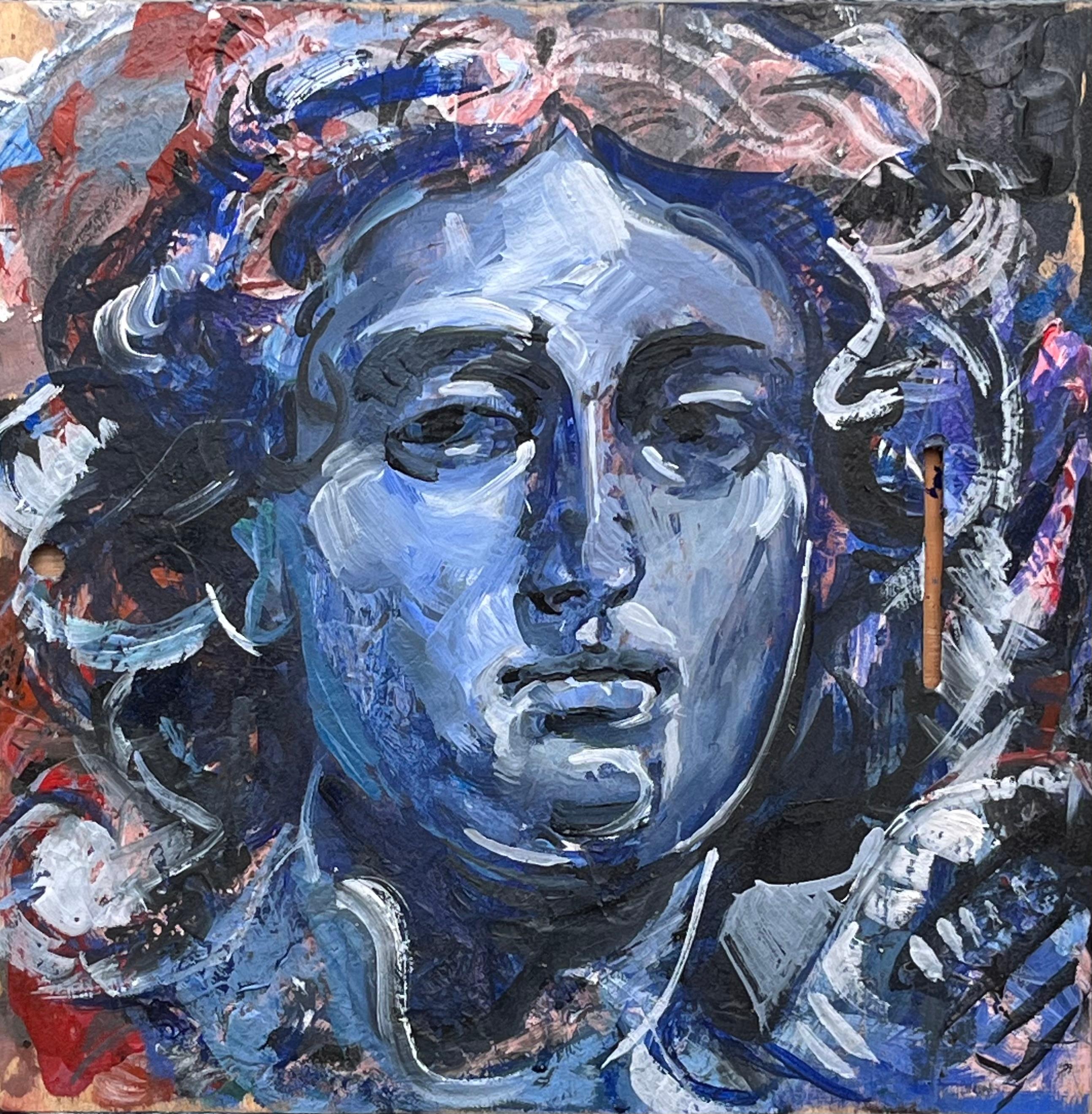 Angel Face V - Colorful Portrait of Angel Sculpture