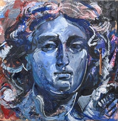 Used Angel Face V - Colorful Portrait of Angel Sculpture