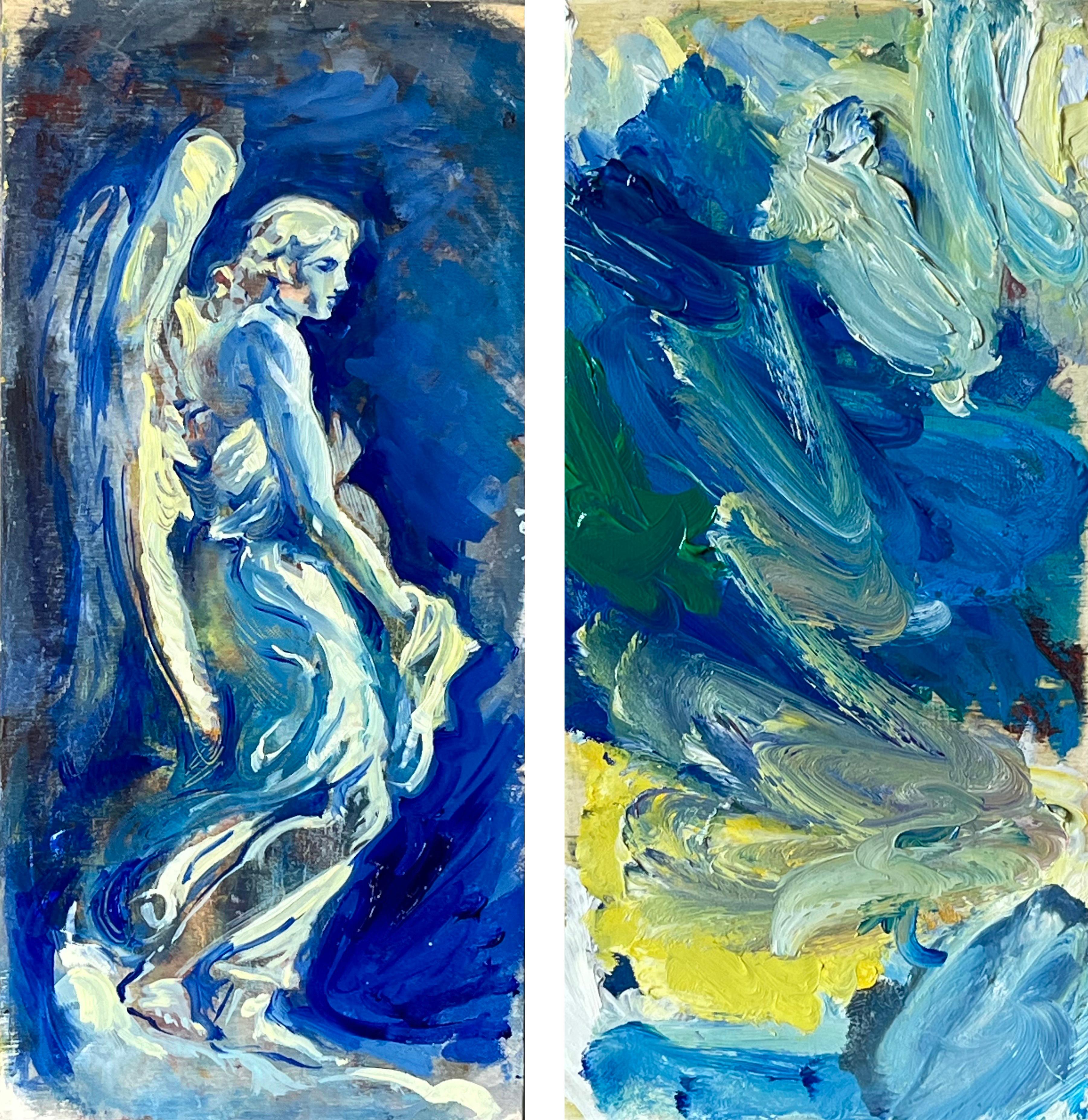 Engel mit Gewand und Würfel (Diptychon) - Inspiriert von Berninis Skulpturen in Rom