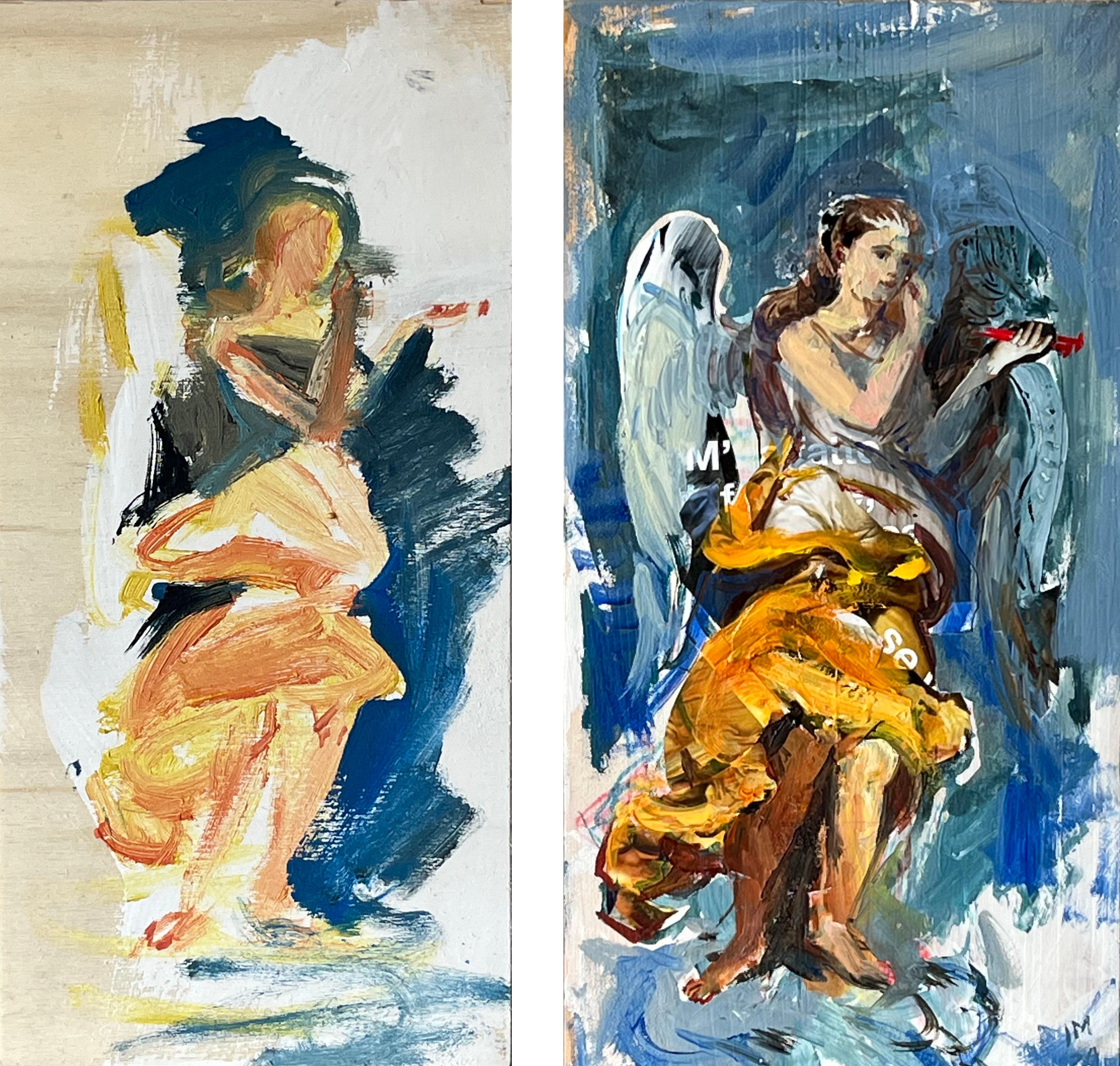Angel with Nails I (diptych) - Figurative vs Abstract Representation of Angels