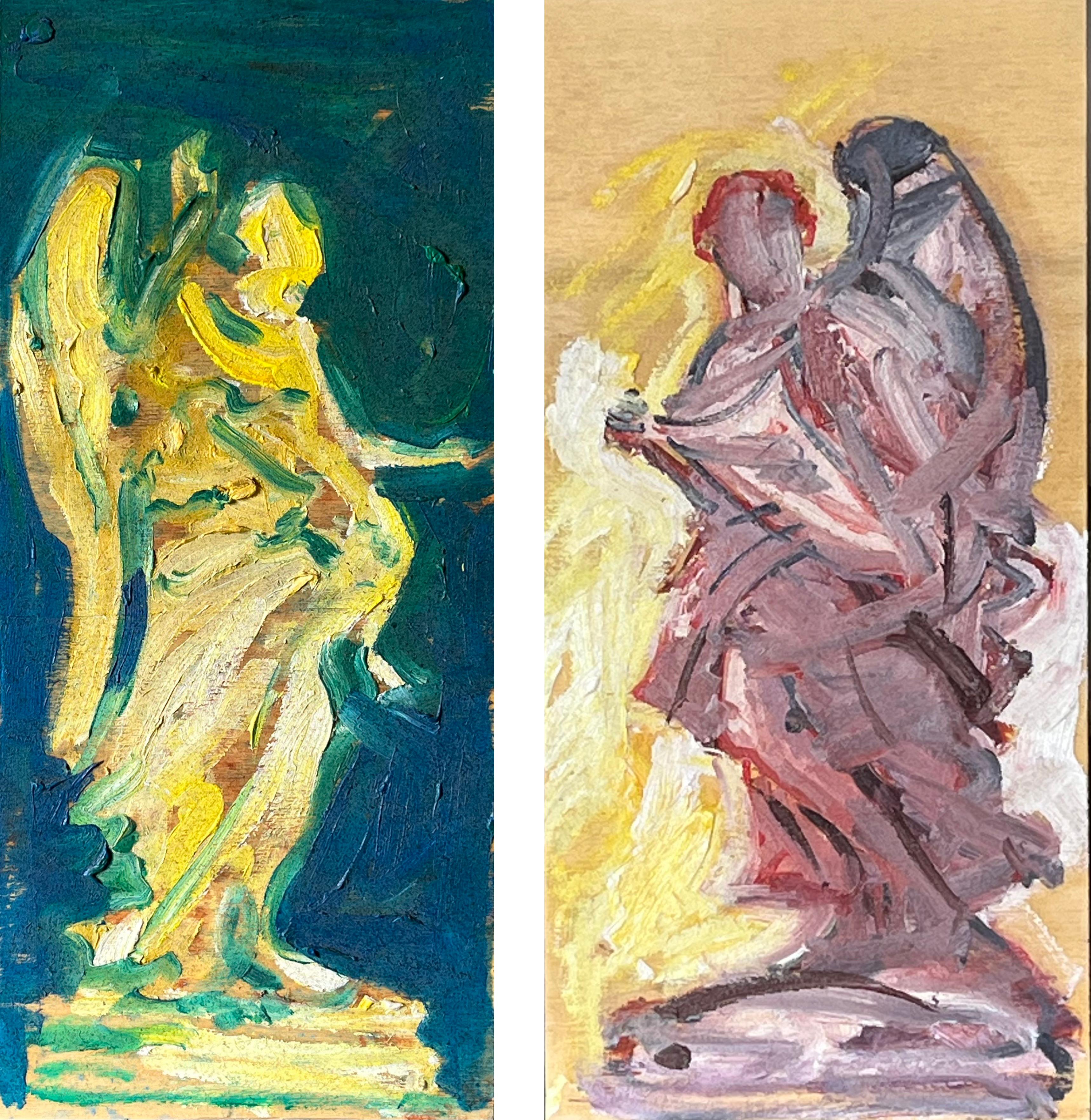 Ivan Markovic Abstract Painting - Angel with Nails/Veil (diptych) - Painting Inspired by Bernini
s Angels in Rome