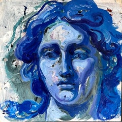 Blaue Stunde I - Buntes Gemälde von Berninis berühmten Engelsskulpturen