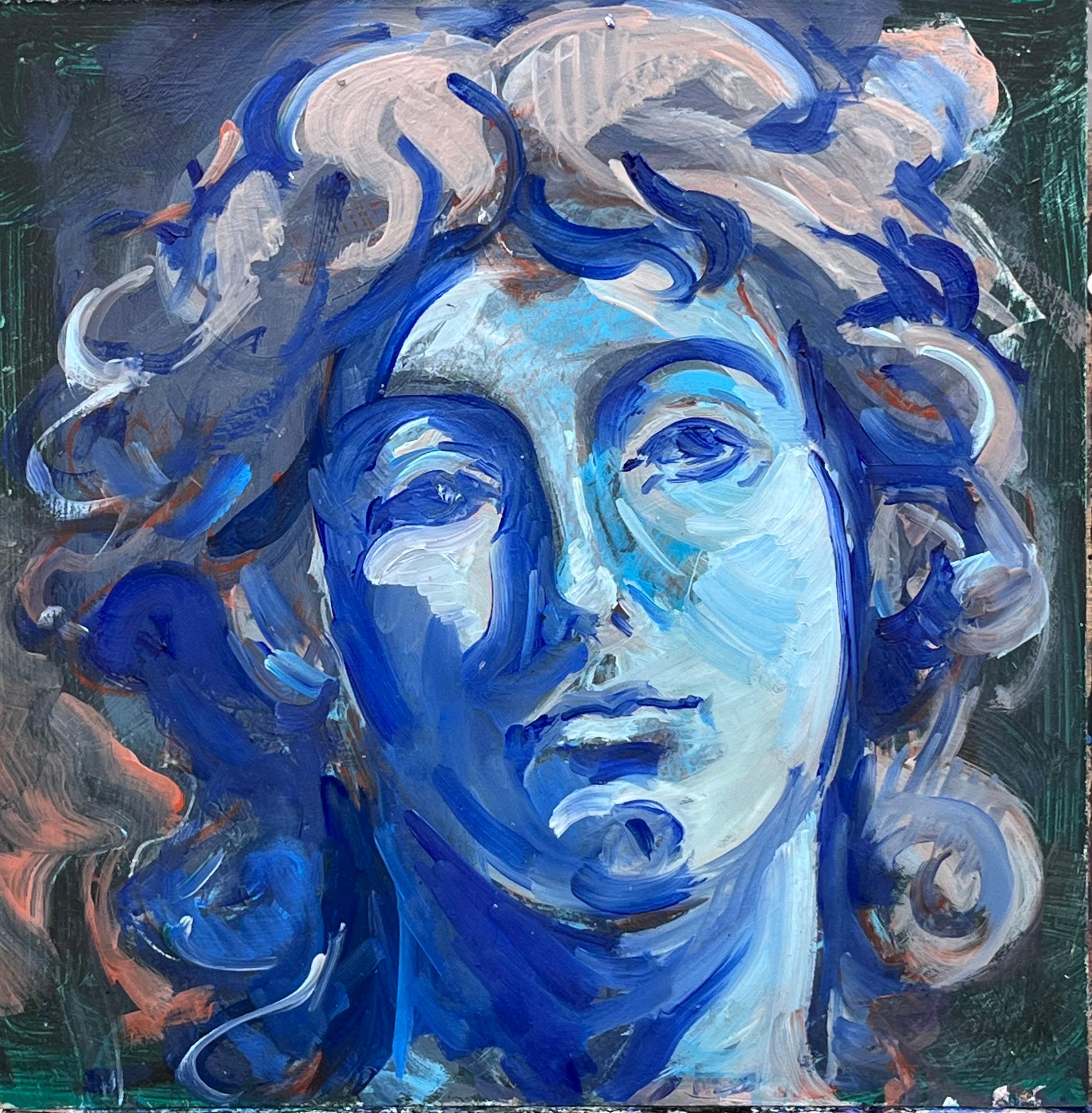 Blaue Stunde III - Gemälde inspiriert von Berninis Engelsskulpturen in Rom