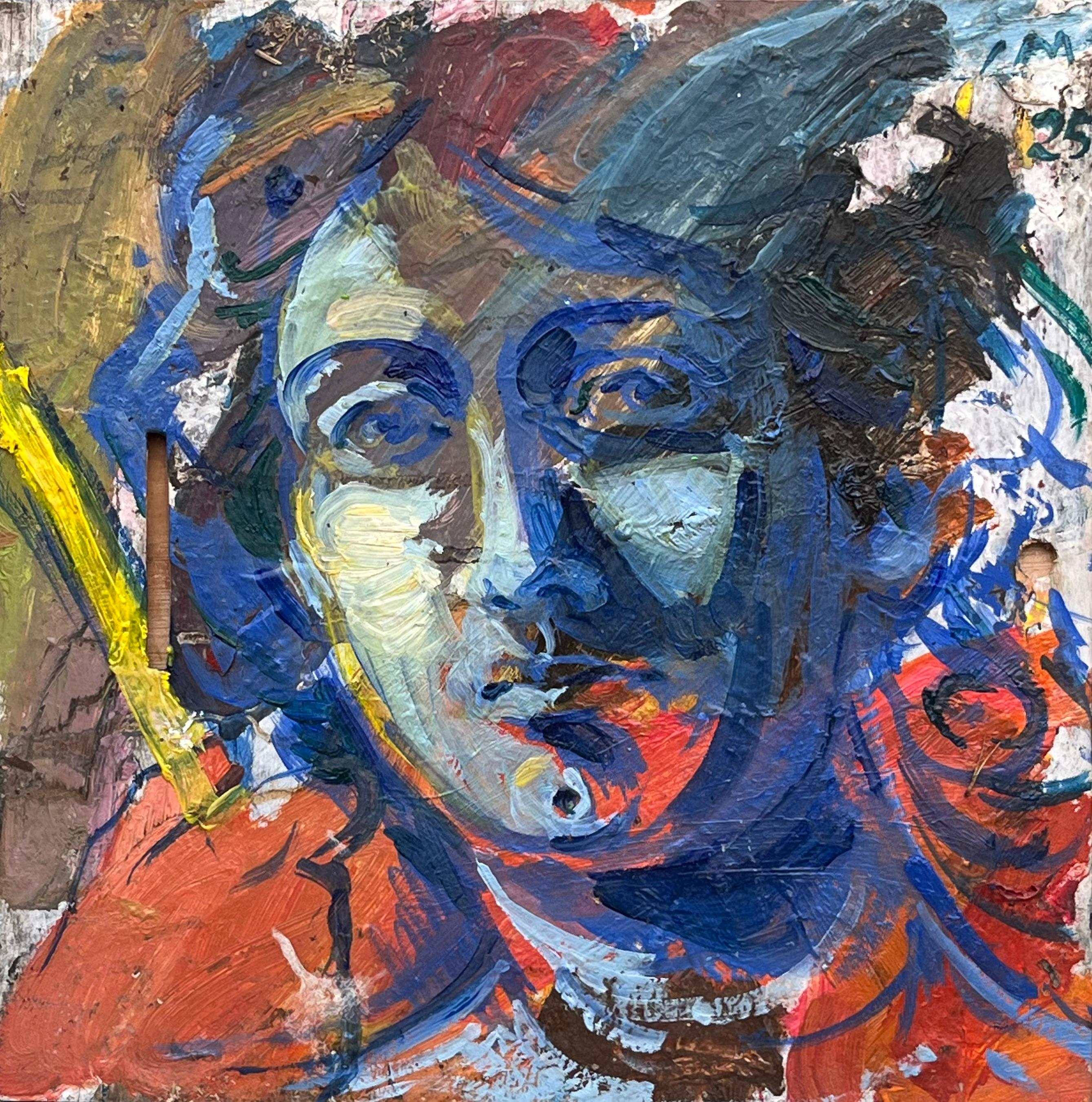 Blaue Stunde IV - Gemälde, inspiriert von Berninis Engelsskulpturen in Rom