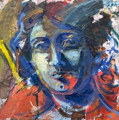 Blue Hour IV - Painting Inspired by Bernini's Angel Sculptures in Rome