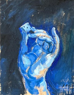 Used Hand with Die - Painting Inspired by Bernini's Sculpture in Rome