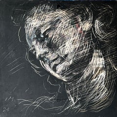 Portrait, After Angel w/Veil - Sgraffito Portrait of Bernini's Angel Sculpture