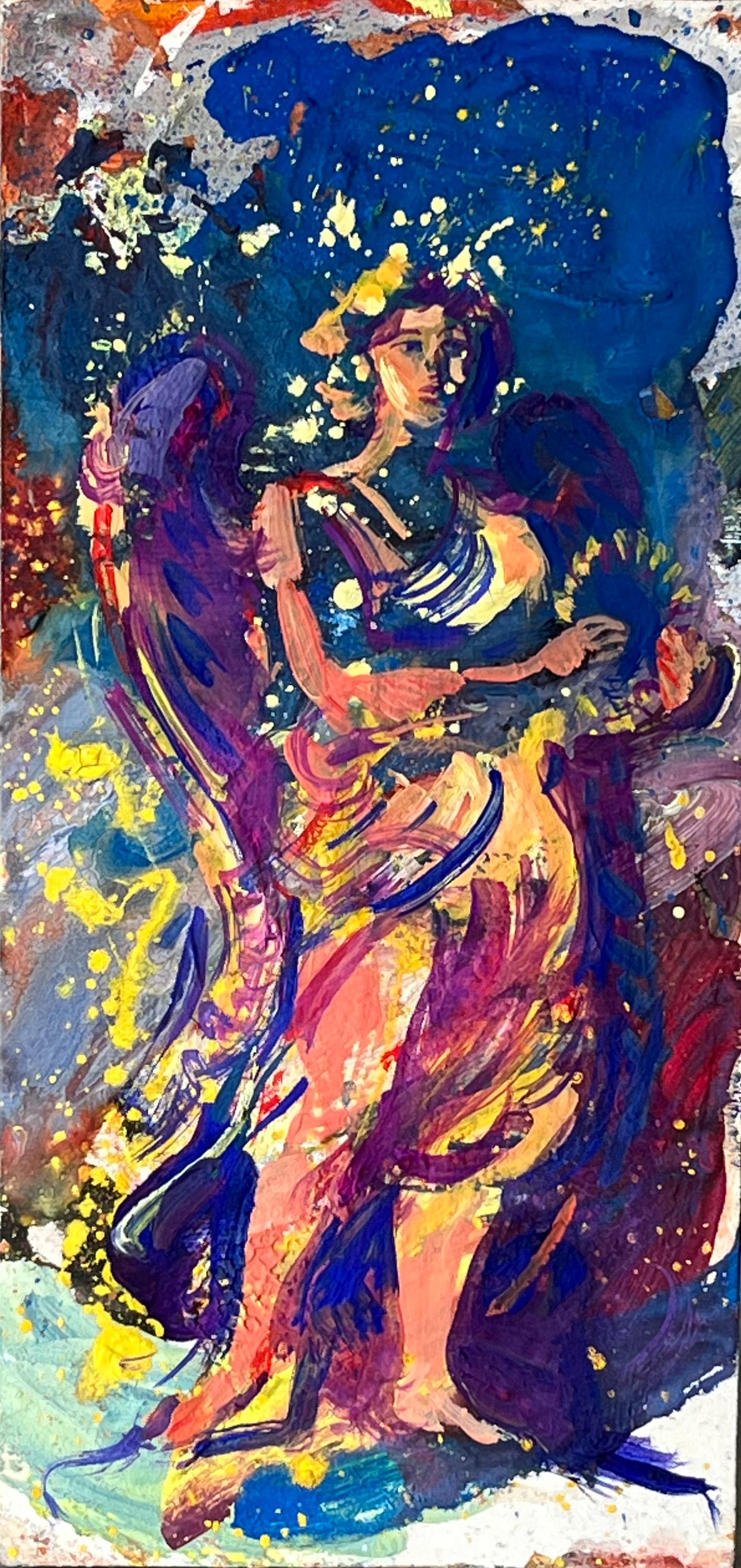 Ivan Markovic Figurative Painting - Prisma - Original Painting Inspired by Bernini
s Angel Sculptures in Rome