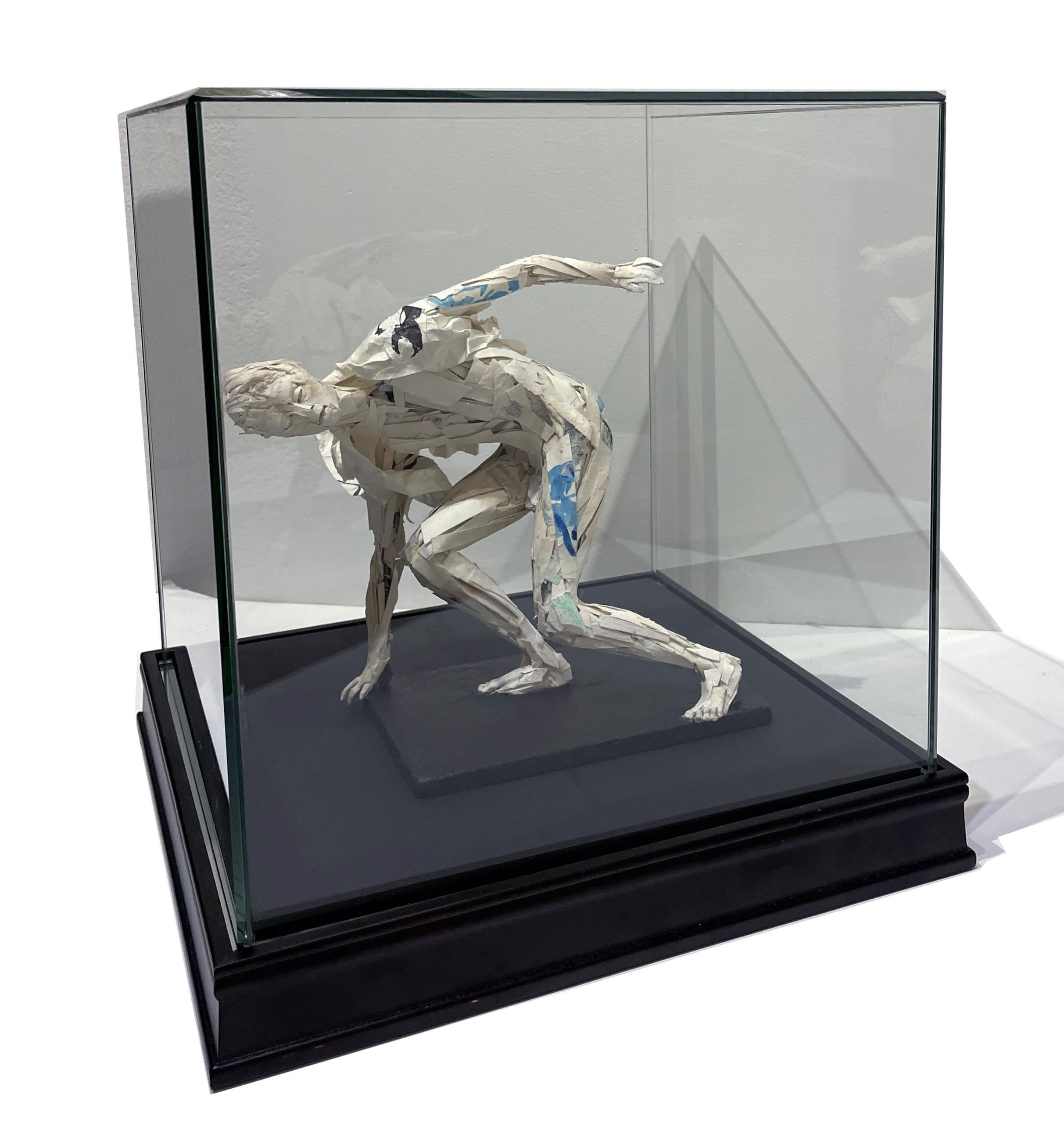 Figure Buffeted by Wind - Paper Sculpture, Male Swept Up in a Gust of Wind For Sale 9