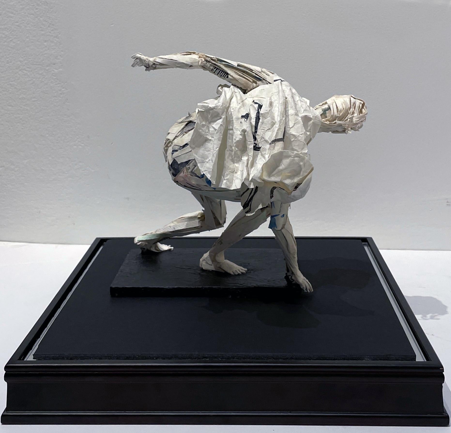 Figure Buffeted by Wind - Paper Sculpture, Male Swept Up in a Gust of Wind For Sale 2