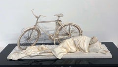 Nightfall - Highly Detailed Paper Sculpture of Sleeping Figure & Bicycle