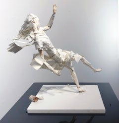 The East Wind Rises - Sculpture en papier très détaillée d'une femme sous un tempête de vent