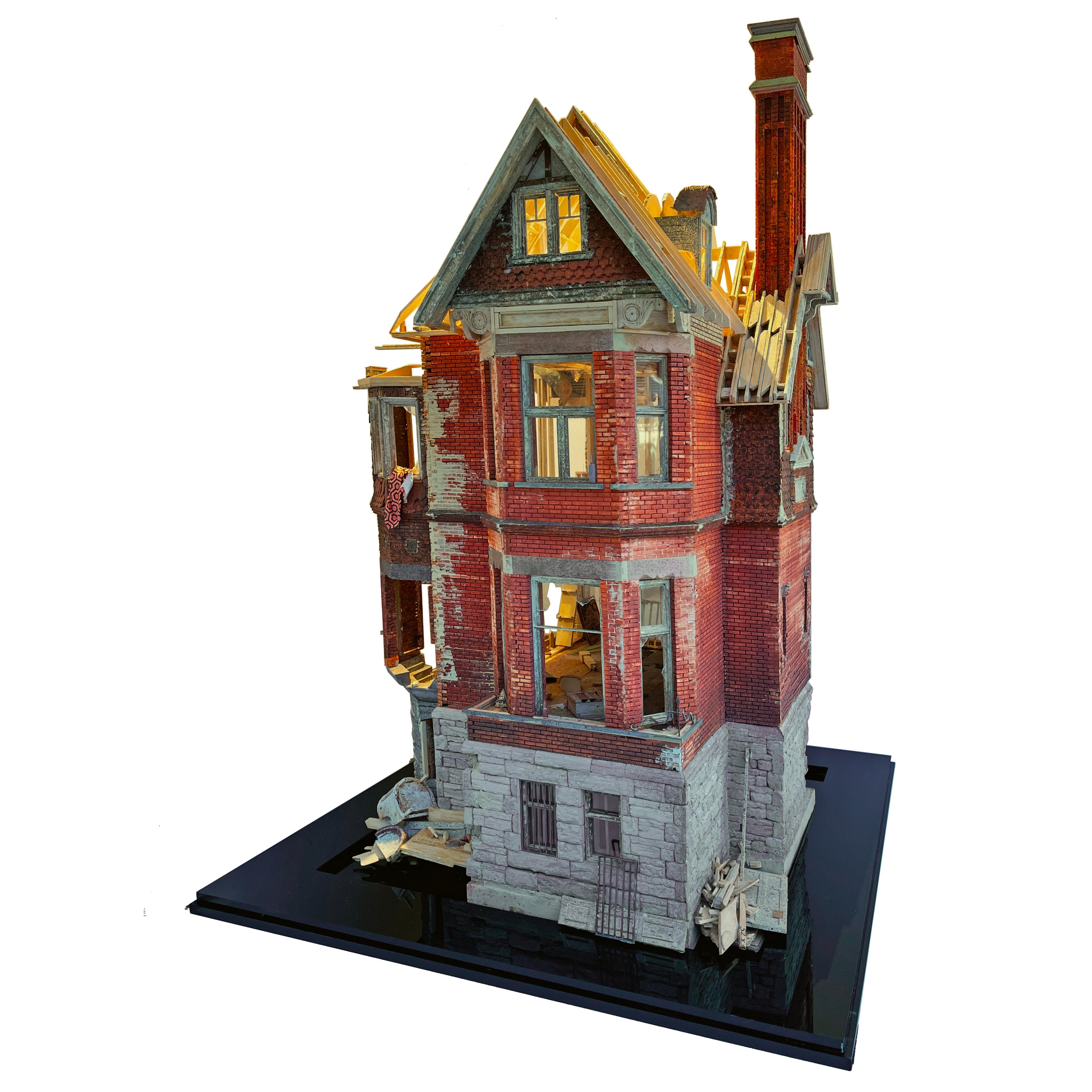 The Redpath Mansion - Highly Detailed Scale Model Sculpture, Crumbling Building