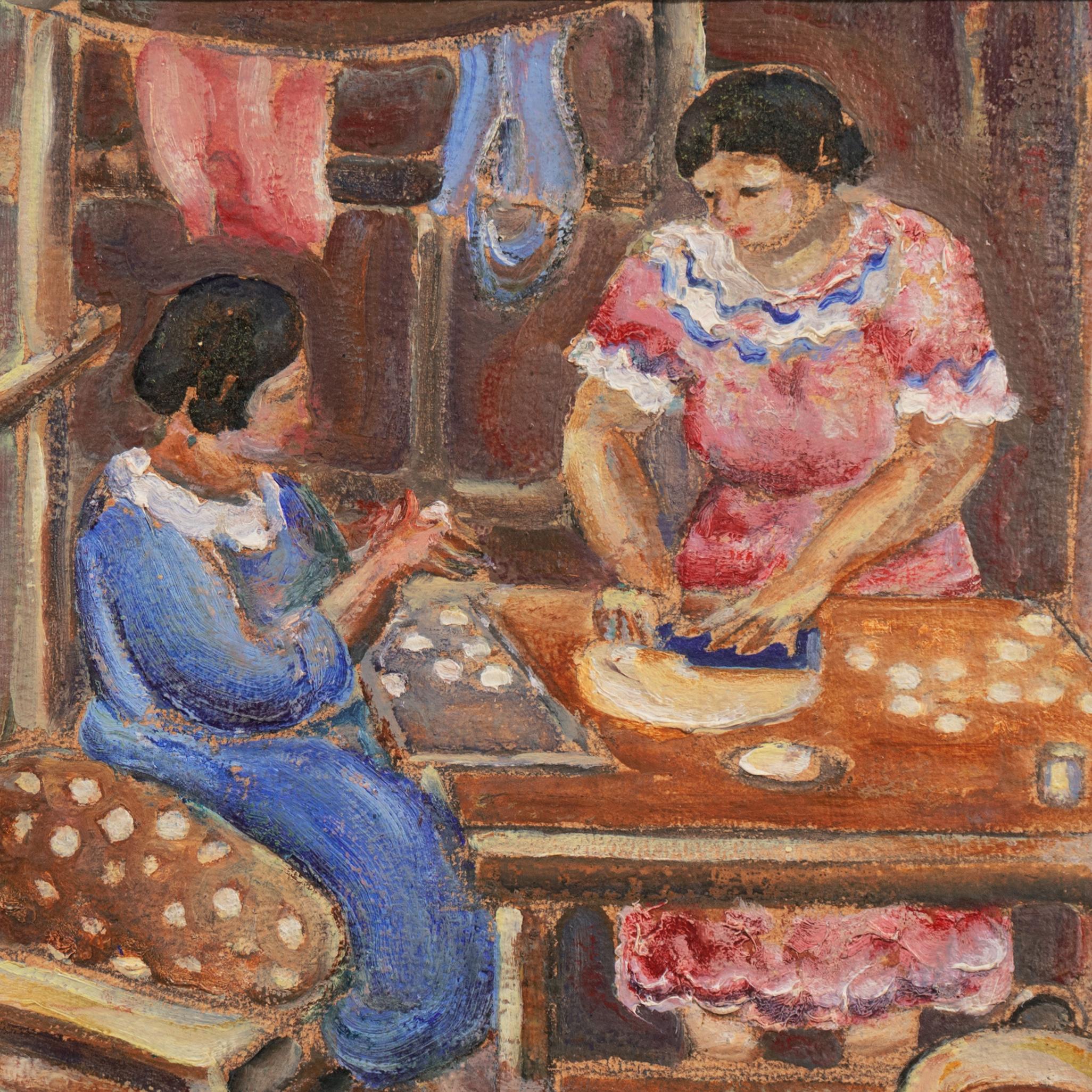 'Making Empanadas', California Watercolor Society, San Diego Museum of Art - Brown Interior Painting by Ivan Messenger