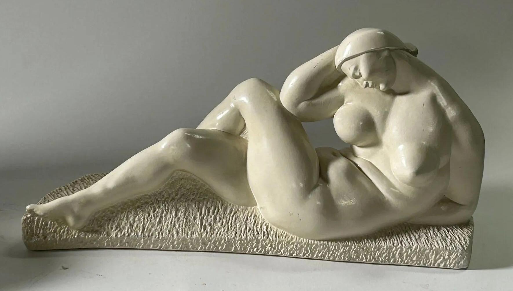 Ivan MESTROVIC (1883-1962) después de, Mujer pensativa  escultura art decó de escayola 1927 Croata en venta
