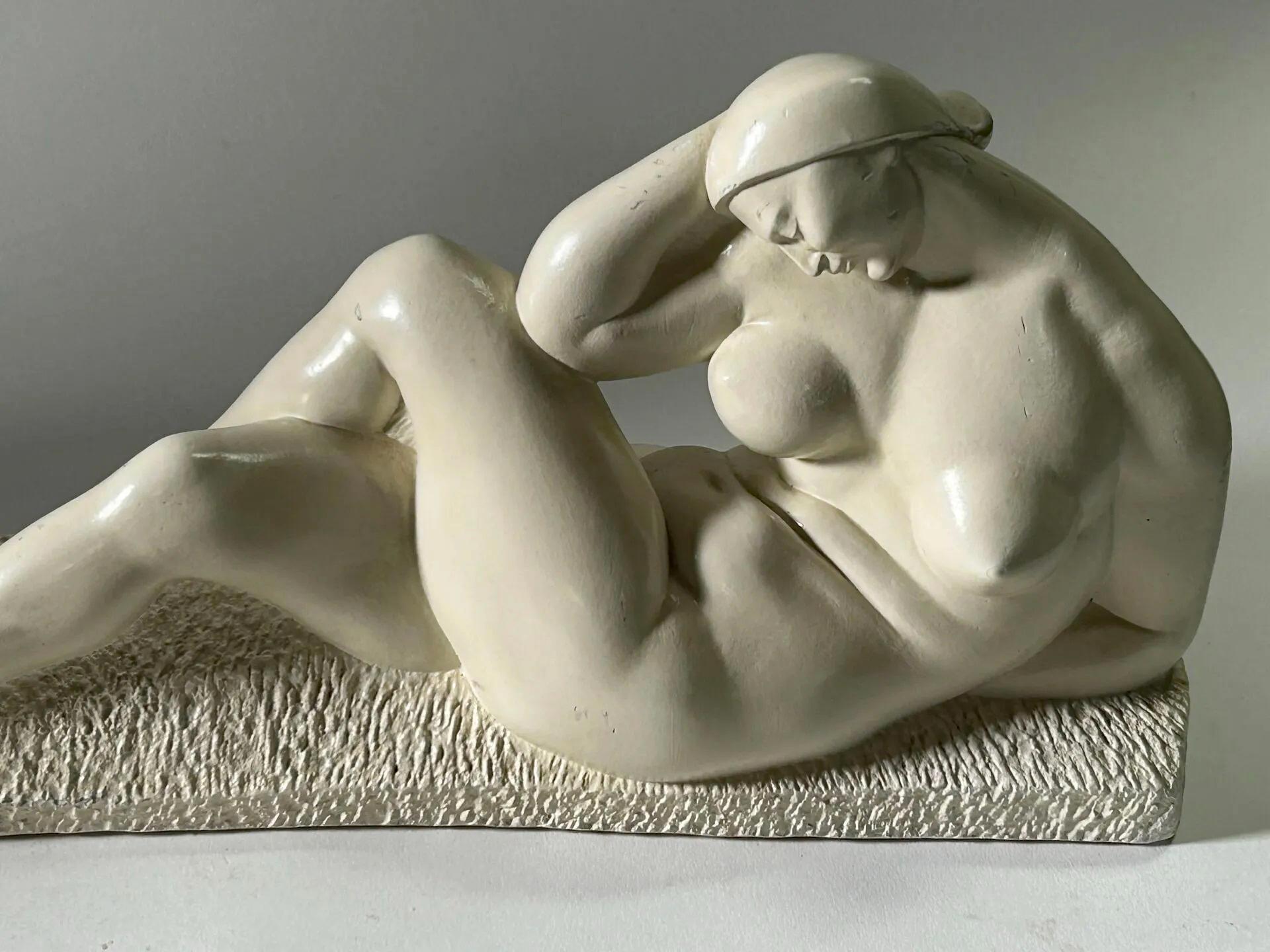 Ivan MESTROVIC (1883-1962) después de, Mujer pensativa  escultura art decó de escayola 1927 en Bueno estado para la venta en Mouscron, WHT
