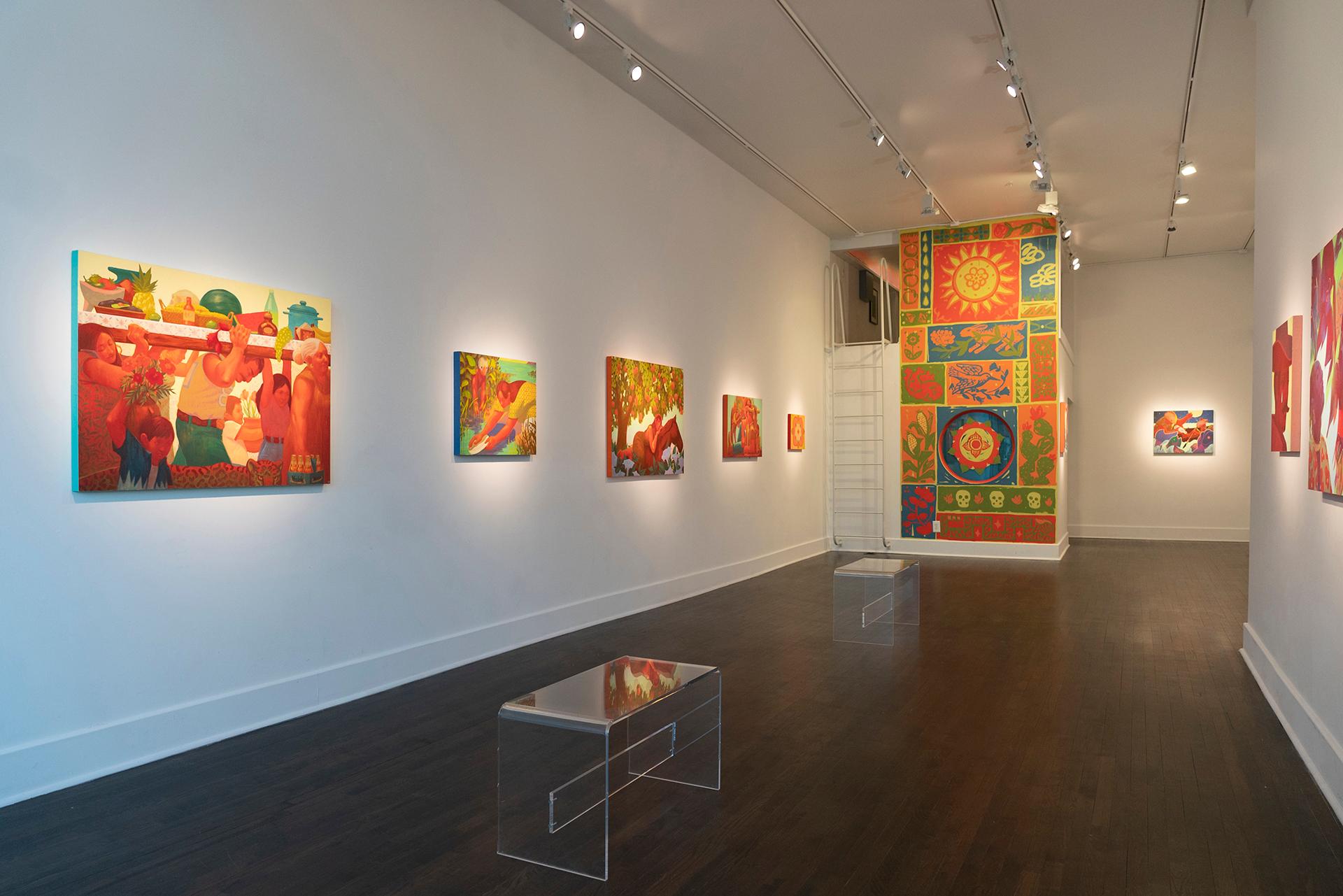 Setting of the Altar - Red Figurative Painting by Ivan Montoya