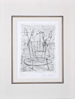 Abstract Composition - Original Etching on Paper by Ivan Mosca - 1949