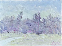 At the Edge of the Forest, Impressionist Landscape Painting, Oil on Canvas