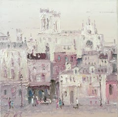 «París azul», pintura paisajística impresionista, óleo sobre lienzo, 2013
